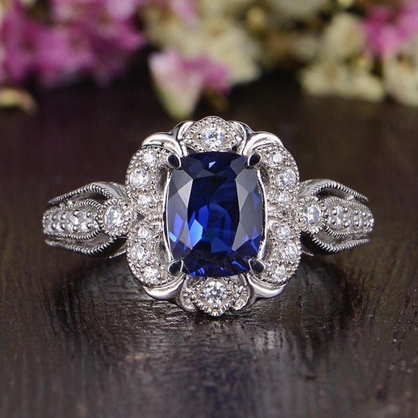 Vintage blue sapphire engagement rings best sale