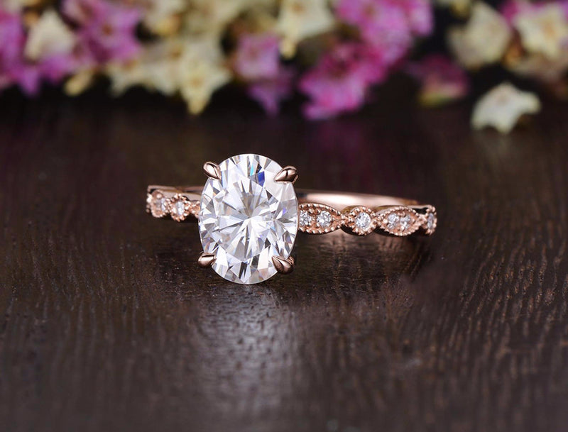 Oval Cut Moissanite Engagement Ring, Classic Design, Choose Your Stone Size & Metal