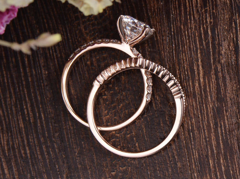 1.75ct Moissanite Ring Set, Round Cut Halo, Colour F, Clarity VVS, Available in a Choice of Metals, Centre Stone 1.25ct