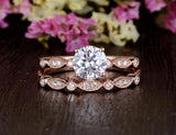 1.30ct Moissanite Ring Set, Round Cut, Colour F, Clarity VVS, Available in a Choice of Metals, Centre Stone 1.00ct