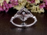2.00ct Lab Created Ruby Engagement Ring, Art Deco Vintage Design, Cushion Cut, Available In All Metal Types