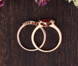 1.25ct Lab Created Ruby Engagement Ring, Art Deco Vintage Design, Pear Cut, Available In All Metal Types