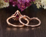 1.25ct Lab Created Ruby Engagement Ring, Art Deco Vintage Design, Pear Cut, Available In All Metal Types
