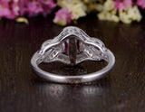 0.75ct Lab Created Ruby Engagement Ring, Art Deco Vintage Design, Oval Cut, Available In All Metal Types