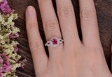 0.75ct Lab Created Ruby Engagement Ring, Art Deco Vintage Design, Oval Cut, Available In All Metal Types