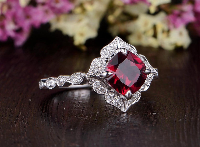 Vintage ruby new arrivals wedding rings