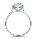 1.00ct Classic Round Cut Halo Diamond Engagement Ring, 925 Sterling Silver