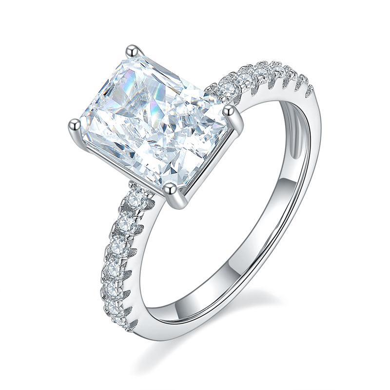 3.00ct Classic Radiant Cut Diamond Engagement Ring, 925 Sterling Silver