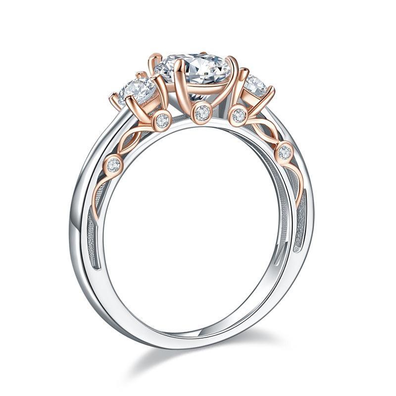1.40ct Vintage Style Diamond 3 Stone Engagement Ring, 925 Silver
