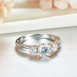 1.40ct Vintage Style Diamond 3 Stone Engagement Ring, 925 Silver
