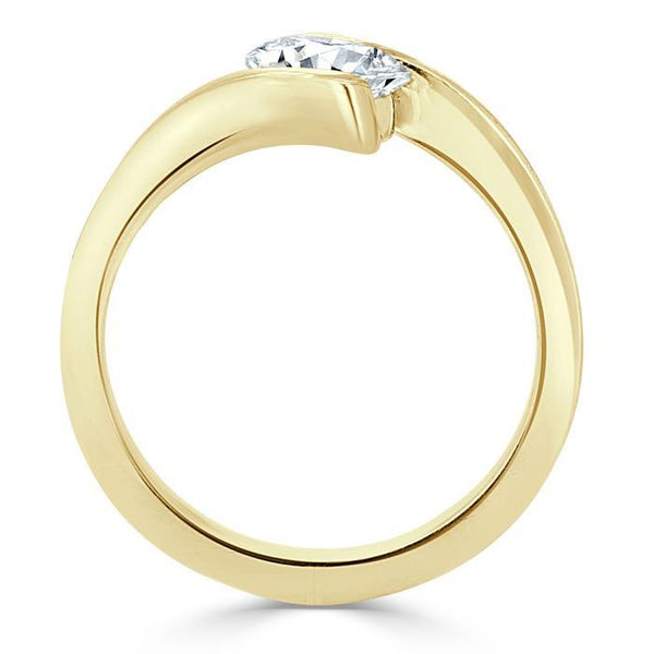 Lab-Diamond Oval Cut Engagement Ring, Twist Design, Choose Your Stone Size and Metal