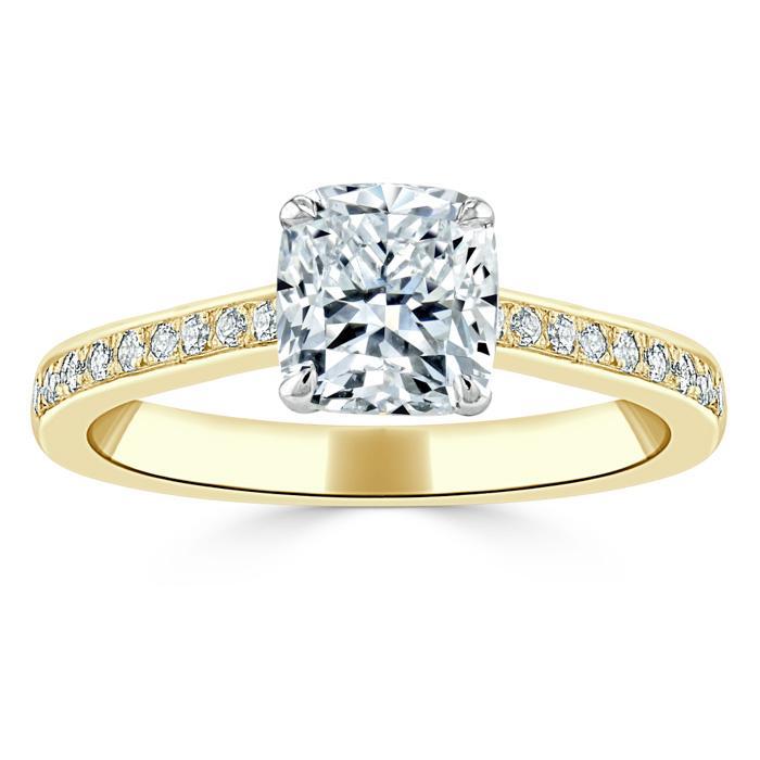 1.00ct  Cushion Cut Moissanite Engagement Ring, Classic Style,  Available in White Gold, Platinum, Rose Gold or Yellow Gold