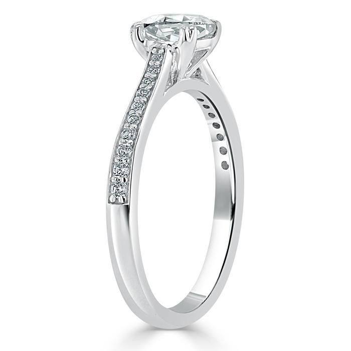 1.00ct  Cushion Cut Moissanite Engagement Ring, Classic Style,  Available in White Gold, Platinum, Rose Gold or Yellow Gold