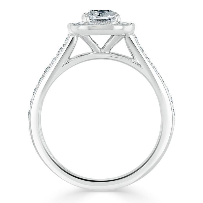 Lab-Diamond Cushion Cut Halo Engagement Ring, Tiffany Style, Choose Your Stone Size and Metal