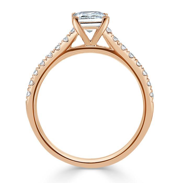 Lab-Diamond Asscher Cut Engagement Ring, Classic Style, Choose Your Stone Size and Metal