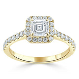 Lab-Diamond Asscher Cut Engagement Ring, Classic Halo, Choose Your Stone Size and Metal